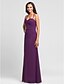 cheap Bridesmaid Dresses-Sheath / Column Bridesmaid Dress Halter Neck Sleeveless Elegant Floor Length Chiffon with Side Draping 2022