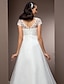 cheap Wedding Dresses-A-Line Wedding Dresses Court Train Short Sleeve V Neck Lace With Beading 2023 Fall Bridal Gowns
