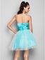 cheap Cocktail Dresses-Ball Gown Homecoming Cocktail Party Prom Dress Sweetheart Neckline Strapless Sleeveless Short / Mini Tulle with Criss Cross Ruched Crystals 2021