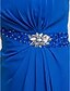 cheap Bridesmaid Dresses-A-Line / Princess Strapless Knee Length Chiffon Bridesmaid Dress with Beading / Crystals / Side Draping by LAN TING BRIDE®