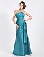 cheap Bridesmaid Dresses-Mermaid / Trumpet Strapless / Notched Floor Length Taffeta Bridesmaid Dress with Side Draping / Ruched / Flower by LAN TING BRIDE®