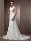 cheap Wedding Dresses-Sheath / Column Wedding Dresses Square Neck Court Train Chiffon Regular Straps Formal Sparkle &amp; Shine with Beading Side-Draped 2020