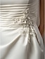 Χαμηλού Κόστους Νυφικά Φορέματα-Αίθουσα Φορεματα για γαμο Ουρά μέτριου μήκους Τρομπέτα / Γοργόνα Αμάνικο Ένας Ώμος Σατέν Με 2023 Φθινόπωρο Νυφικά φορέματα