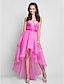 cheap Special Occasion Dresses-A-Line High Low Dress Prom Formal Evening Asymmetrical Sleeveless Sweetheart Organza with Ruched Crystals Draping 2023