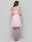 זול שמלות קוקטייל-גזרת A אלגנטית סיום לימודים מסיבת קוקטייל שמלה רצועות ספגטי ללא שרוולים באורך  הברך שיפון עם שכבות 2022