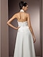 cheap Wedding Dresses-Hall Wedding Dresses Sheath / Column Halter Neck Sleeveless Floor Length Satin Bridal Gowns With Sash / Ribbon 2023