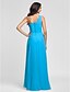 cheap Bridesmaid Dresses-Sheath / Column One Shoulder Floor Length Chiffon Bridesmaid Dress with Side Draping by LAN TING BRIDE®