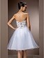 cheap Wedding Dresses-A-Line Sweetheart Neckline Knee Length Tulle Made-To-Measure Wedding Dresses with Beading / Appliques / Criss-Cross by LAN TING BRIDE® / Little White Dress