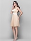 זול שמלות קוקטייל-גזרת A סגנון חמוד שמלה סיום לימודים מסיבת קוקטייל באורך  הברך ללא שרוולים צווארון V שיפון עם סרט 2023