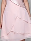 お買い得  Robes de Cocktail-A-Line Elegant Homecoming Cocktail Party Dress Spaghetti Strap Sleeveless Knee Length Chiffon with Tier 2022