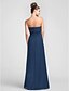 cheap Bridesmaid Dresses-Sheath / Column Strapless Floor Length Chiffon Bridesmaid Dress with Pleats / Draping / Flower