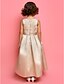 cheap Flower Girl Dresses-Princess / A-Line Ankle Length Satin Sleeveless Jewel Neck with Ruched / Draping / Appliques