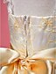 זול שמלות לילדות פרחים-נסיכה באורך  הברך שמלה לנערת הפרחים  מסיבת החתונה שמלת נשף חמודה סאטן עם פפיון(ים) מתאים 3-16 שנים
