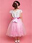 cheap Flower Girl Dresses-Princess Knee Length Flower Girl Dress First Communion Cute Prom Dress Satin with Beading Fit 3-16 Years