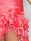 זול שמלות לאירועים מיוחדים-מעטפת \ עמוד שמלה מסיבת קוקטייל קצר \ מיני ללא שרוולים לב (סוויטהארט) טפטה עם אסוף פרטים מקריסטל קפלים 2024