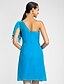 cheap Bridesmaid Dresses-Sheath / Column One Shoulder Knee Length Chiffon Bridesmaid Dress with Side Draping / Flower by LAN TING BRIDE®