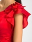 Χαμηλού Κόστους Φορέματα Παρανύμφων-Ίσια Γραμμή Ένας Ώμος Μέχρι το γόνατο Ταφτάς Φόρεμα Παρανύμφων με Πλαϊνό ντραπέ / Βολάν με LAN TING BRIDE®