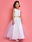 cheap Flower Girl Dresses-Princess / A-Line Ankle Length Wedding / First Communion Flower Girl Dresses - Satin / Tulle Sleeveless Jewel Neck with Lace / Pearls / Sequin