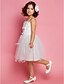 cheap Flower Girl Dresses-Princess / Ball Gown / A-Line Knee Length First Communion / Wedding Party Organza / Satin Sleeveless Spaghetti Strap with Sash / Ribbon / Bow(s) / Beading / Spring / Summer / Fall
