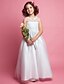 preiswerte Kleider für die Blumenmädchen-Prinzessin Boden-Länge Blumenmädchenkleid Hochzeit Süßes Ballkleid Tüll mit Gerafft Fit 3-16 Jahre