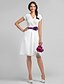 cheap Bridesmaid Dresses-A-Line V Neck Knee Length Chiffon Bridesmaid Dress with Sash / Ribbon / Criss Cross / Flower