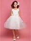 cheap Flower Girl Dresses-Princess / Ball Gown / A-Line Knee Length First Communion / Wedding Party Flower Girl Dresses - Lace / Organza / Satin Sleeveless Scoop Neck with Bow(s) / Draping / Flower