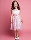 preiswerte Kleider für die Blumenmädchen-Prinzessin Knie-Länge Blumenmädchenkleid Hochzeitsfeier Süßes Ballkleid Satin mit Fit 3-16 Jahre