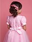 cheap Cufflinks-A-Line Ball Gown Princess Knee Length Flower Girl Dress - Polyester Tulle Short Sleeves Scoop Neck with Bow(s) Sash / Ribbon Pleats by