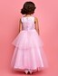 cheap Flower Girl Dresses-Princess / A-Line Ankle Length Satin / Tulle Sleeveless Jewel Neck with Beading / Flower