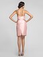 cheap Bridesmaid Dresses-Sheath / Column V Neck Knee Length Taffeta Bridesmaid Dress with Sash / Ribbon / Criss Cross by LAN TING BRIDE®