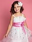 baratos Vestidos para Menina das Flores de Casamento-Princesa Até os Joelhos Vestido para Meninas das Flores Primeira Comunhão Lindo Vestido de Baile Cetim com Faixa / Fita Ajuste 3-16 anos