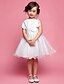 preiswerte Kleider für die Blumenmädchen-Prinzessin Knie-Länge Blumenmädchenkleid Hochzeitsfeier Süßes Ballkleid Baumwolle mit Spitze Fit 3-16 Jahre
