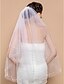 cheap Wedding Veils-Two-tier Beaded Edge Wedding Veil Fingertip Veils with Pearl / Sequin 25.59 in (65cm) Tulle A-line, Ball Gown, Princess, Sheath / Column, Trumpet / Mermaid / Angel cut / Waterfall