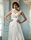 tanie Brudekjoler-Sheath / Column Square Neck Court Train Tulle Made-To-Measure Wedding Dresses with Crystal / Beading / Appliques by LAN TING BRIDE®