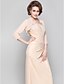 cheap Mother of the Bride Dresses-Sheath / Column Mother of the Bride Dress Wrap Included One Shoulder Floor Length Chiffon 3/4 Length Sleeve with Criss Cross Beading Appliques 2022