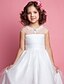 preiswerte Kleider für die Blumenmädchen-Prinzessin Boden-Länge Blumenmädchenkleid Hochzeit Süßes Ballkleid Tüll mit Gerafft Fit 3-16 Jahre