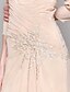 billige Populære kjoler til brudens mor-Tube / kolonne Kjole til brudens mor Indpakning inkluderet Etskuldret Gulvlang Chiffon 3/4-ærmer med Kryds &amp; Tværs Perlearbejde Applikeret broderi 2022
