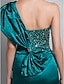 cheap Evening Dresses-Mermaid / Trumpet Open Back Formal Evening Dress One Shoulder Sleeveless Sweep / Brush Train Stretch Satin with Bow(s) Beading 2021