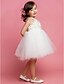 cheap Flower Girl Dresses-Princess Tea Length Flower Girl Dress First Communion Cute Prom Dress Satin with Draping Fit 3-16 Years