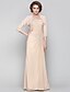 cheap Mother of the Bride Dresses-Sheath / Column Mother of the Bride Dress Wrap Included One Shoulder Floor Length Chiffon 3/4 Length Sleeve with Criss Cross Beading Appliques 2022