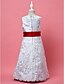 cheap Flower Girl Dresses-A-Line / Princess Knee Length Flower Girl Dress - Lace / Satin Sleeveless Jewel Neck with Lace / Sash / Ribbon by LAN TING BRIDE®
