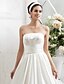 cheap Wedding Dresses-Open Back Wedding Dresses Sweep / Brush Train A-Line Sleeveless Strapless Satin With Ruched Side-Draped 2023 Spring Bridal Gowns