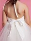 cheap Flower Girl Dresses-Princess Tea Length Flower Girl Dress First Communion Cute Prom Dress Satin with Draping Fit 3-16 Years