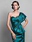 cheap Evening Dresses-Mermaid / Trumpet Open Back Formal Evening Dress One Shoulder Sleeveless Sweep / Brush Train Stretch Satin with Bow(s) Beading 2021