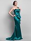 Χαμηλού Κόστους Βραδινά Φορέματα-Τρομπέτα / Γοργόνα Ανοικτή Πλάτη Επίσημο Βραδινό Φόρεμα Ένας Ώμος Αμάνικο Ουρά Ελαστικό Σατέν με Φιόγκος(οι) Χάντρες 2021