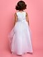 cheap Flower Girl Dresses-Princess / A-Line Ankle Length Satin / Tulle Sleeveless Jewel Neck with Sash / Ribbon / Crystals / Side Draping