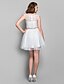 preiswerte Kleider für besondere Anlässe-Ballkleid Kleid Cocktailparty Kurz / Mini Ärmellos Illusionsausschnitt Spitze mit Spitze Kristall Verzierung 2023