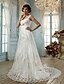 tanie Brudekjoler-Sheath / Column Square Neck Court Train Tulle Made-To-Measure Wedding Dresses with Crystal / Beading / Appliques by LAN TING BRIDE®