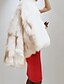 billige Pelse og læder til kvinder-Dame I-byen-tøj Vintage Vinter Normal Pelsfrakke, Ensfarvet Høj krave 3/4-ærmer Hvid / Sort