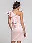 cheap Bridesmaid Dresses-Sheath / Column One Shoulder Short / Mini Satin Bridesmaid Dress with Cascading Ruffles by LAN TING BRIDE®